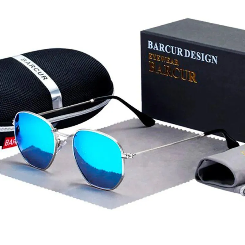 Barcur Men's Retro Polarized Sunglasses with Stainless Steel Frame - Classic Minimalist Eyewear for Sun Protection