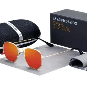 Barcur Men's Retro Polarized Sunglasses with Stainless Steel Frame - Classic Minimalist Eyewear for Sun Protection