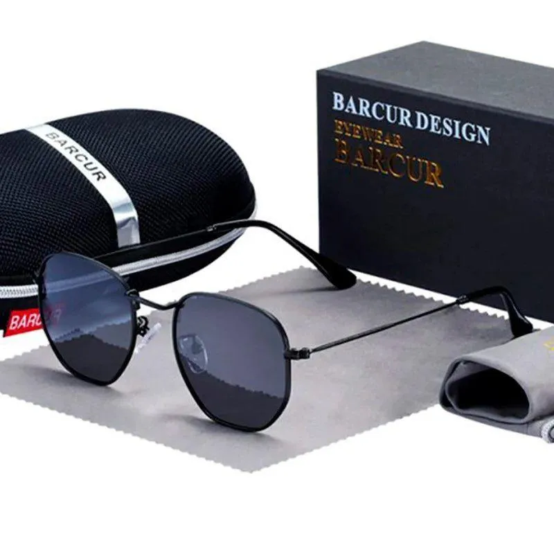 Barcur Men's Retro Polarized Sunglasses with Stainless Steel Frame - Classic Minimalist Eyewear for Sun Protection