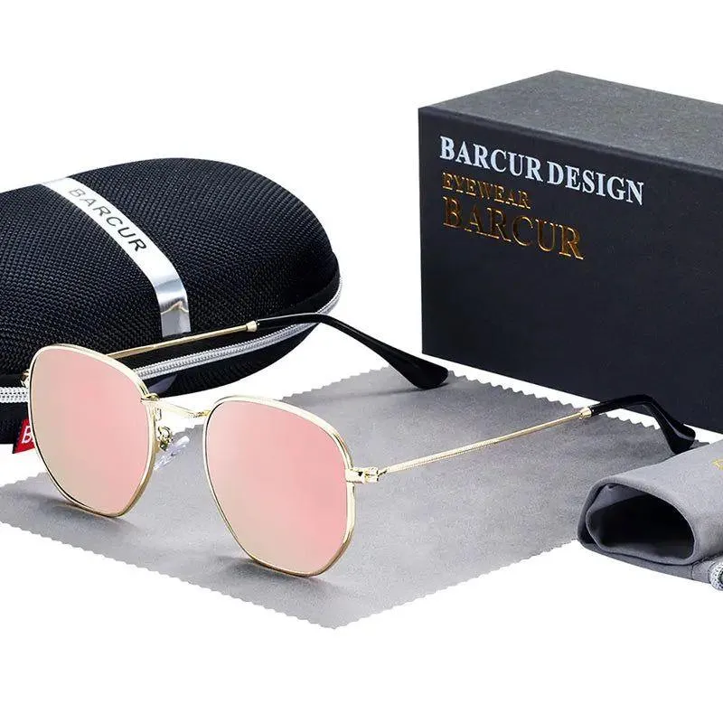 Barcur Men's Retro Polarized Sunglasses with Stainless Steel Frame - Classic Minimalist Eyewear for Sun Protection