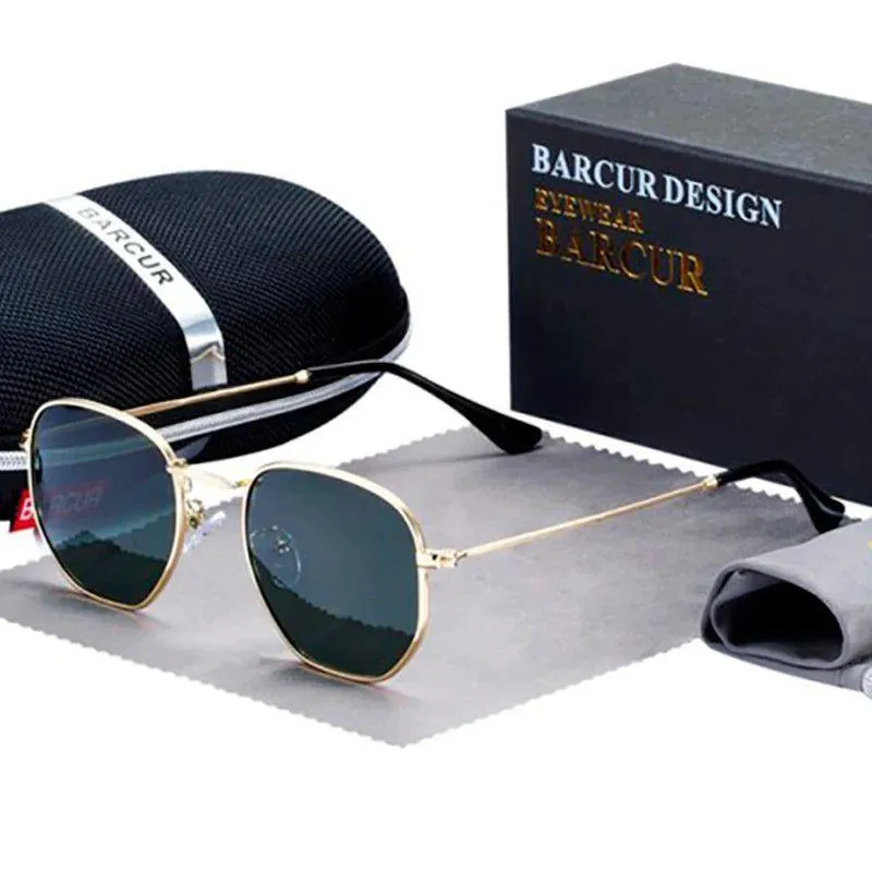 Barcur Men's Retro Polarized Sunglasses with Stainless Steel Frame - Classic Minimalist Eyewear for Sun Protection
