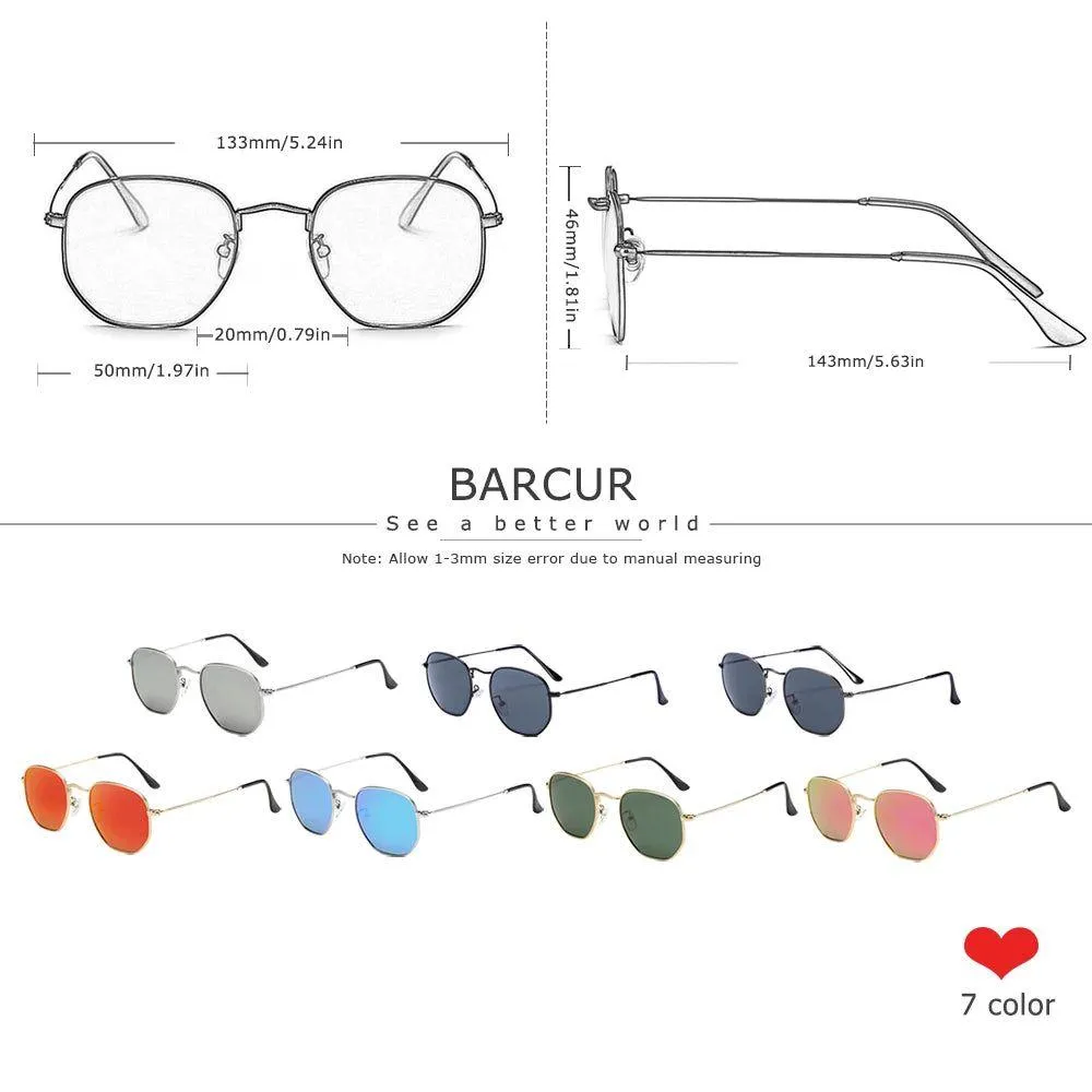 Barcur Men's Retro Polarized Sunglasses with Stainless Steel Frame - Classic Minimalist Eyewear for Sun Protection