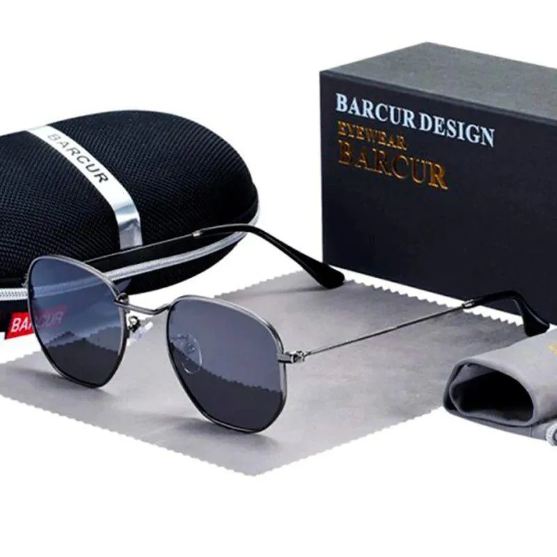 Barcur Men's Retro Polarized Sunglasses with Stainless Steel Frame - Classic Minimalist Eyewear for Sun Protection