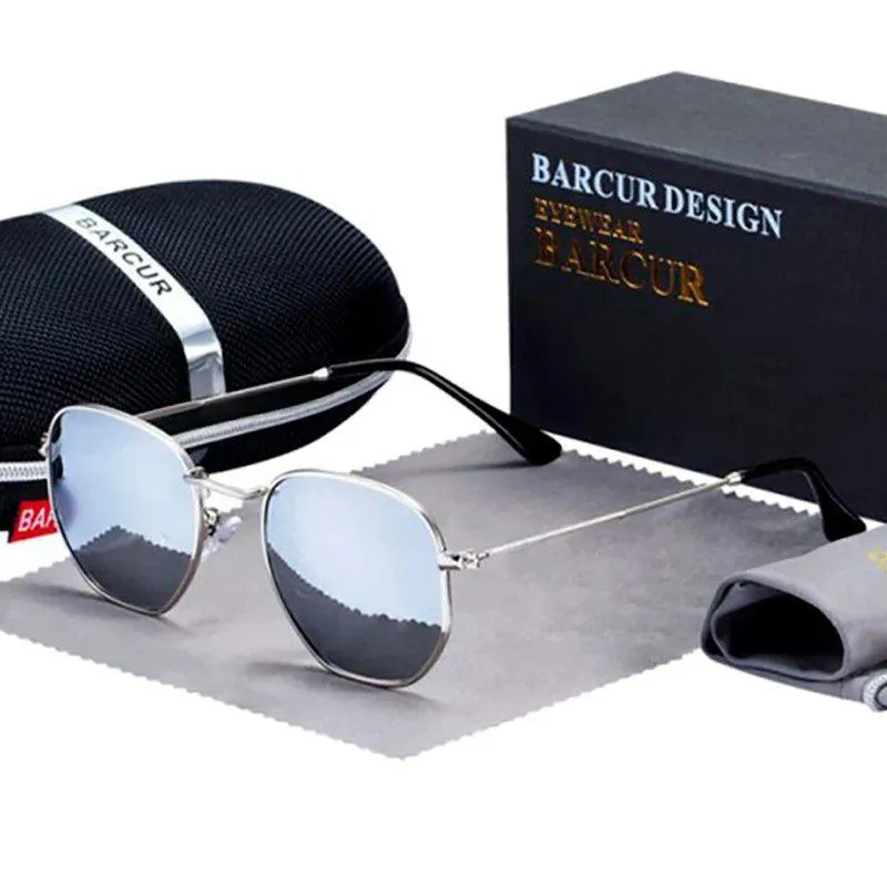 Barcur Men's Retro Polarized Sunglasses with Stainless Steel Frame - Classic Minimalist Eyewear for Sun Protection