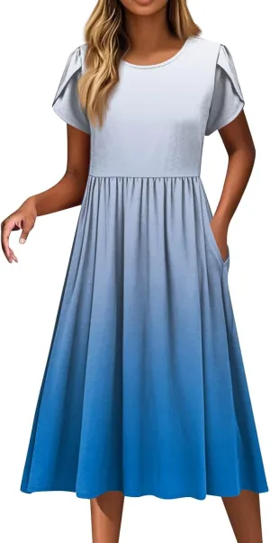 Beach Dresses for Women 2025 Vacation Swim Cover up Summer Dress Short Sleeve Boho Floral Sundress
