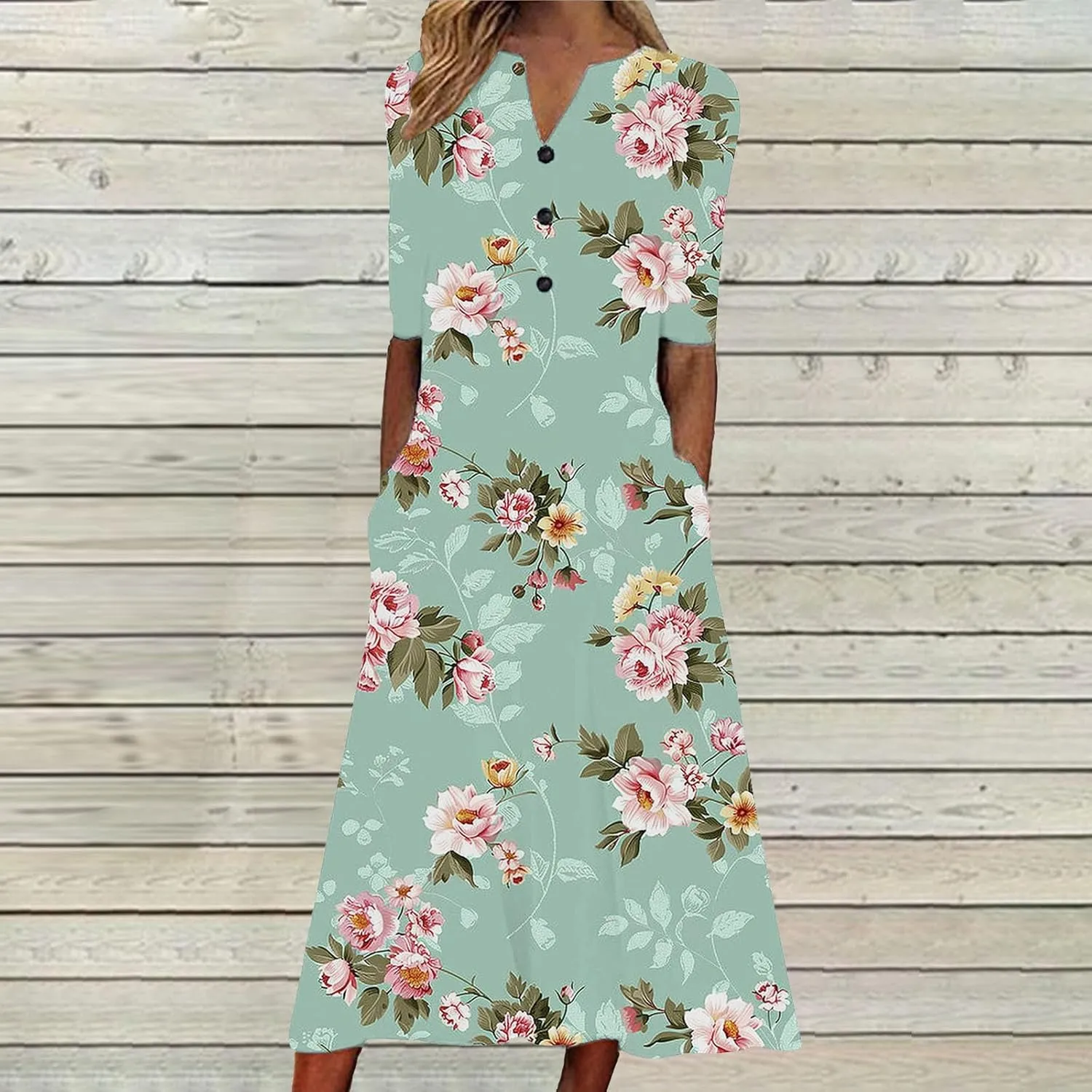 Beach Sundresses for Women 2025 Short Sleeve Summer Floral Dress Vneck Trendy Boho Maxi Dresses Flowy Beach Sundress