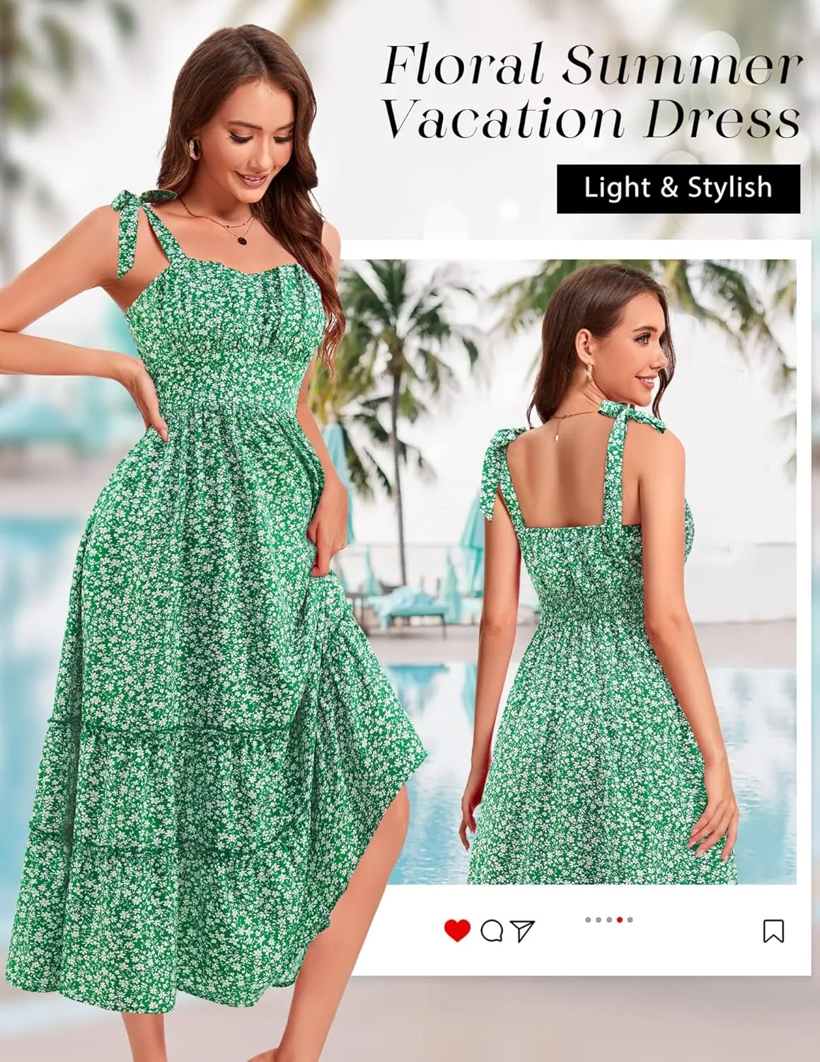 BeryLove Women's 2025 Summer Floral Boho Dress Casual Ruffle Tiered Beach Vacation Dress