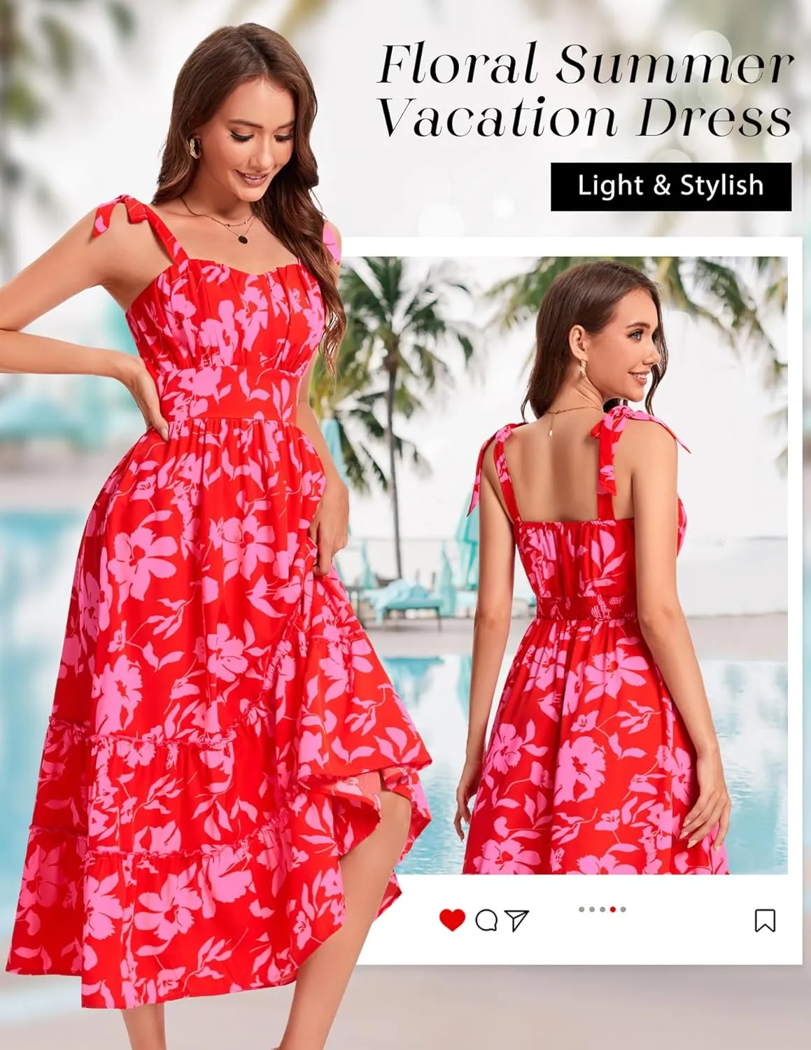 BeryLove Women's 2025 Summer Floral Boho Dress Casual Ruffle Tiered Beach Vacation Dress