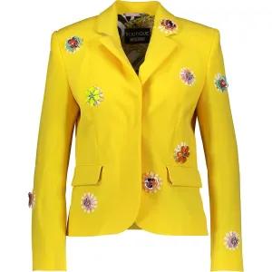 BOUTIQUE MOSCHINO  Yellow Embellished Blazer