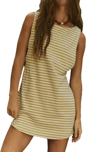 Bozanly Summer Sleeveless Striped Dresses for Women 2025 Cute Beach Mini Tank Sundresses with Pockets