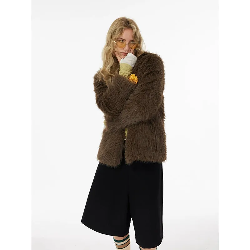 Brown Faux Fur Jacket