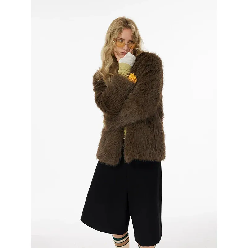 Brown Faux Fur Jacket
