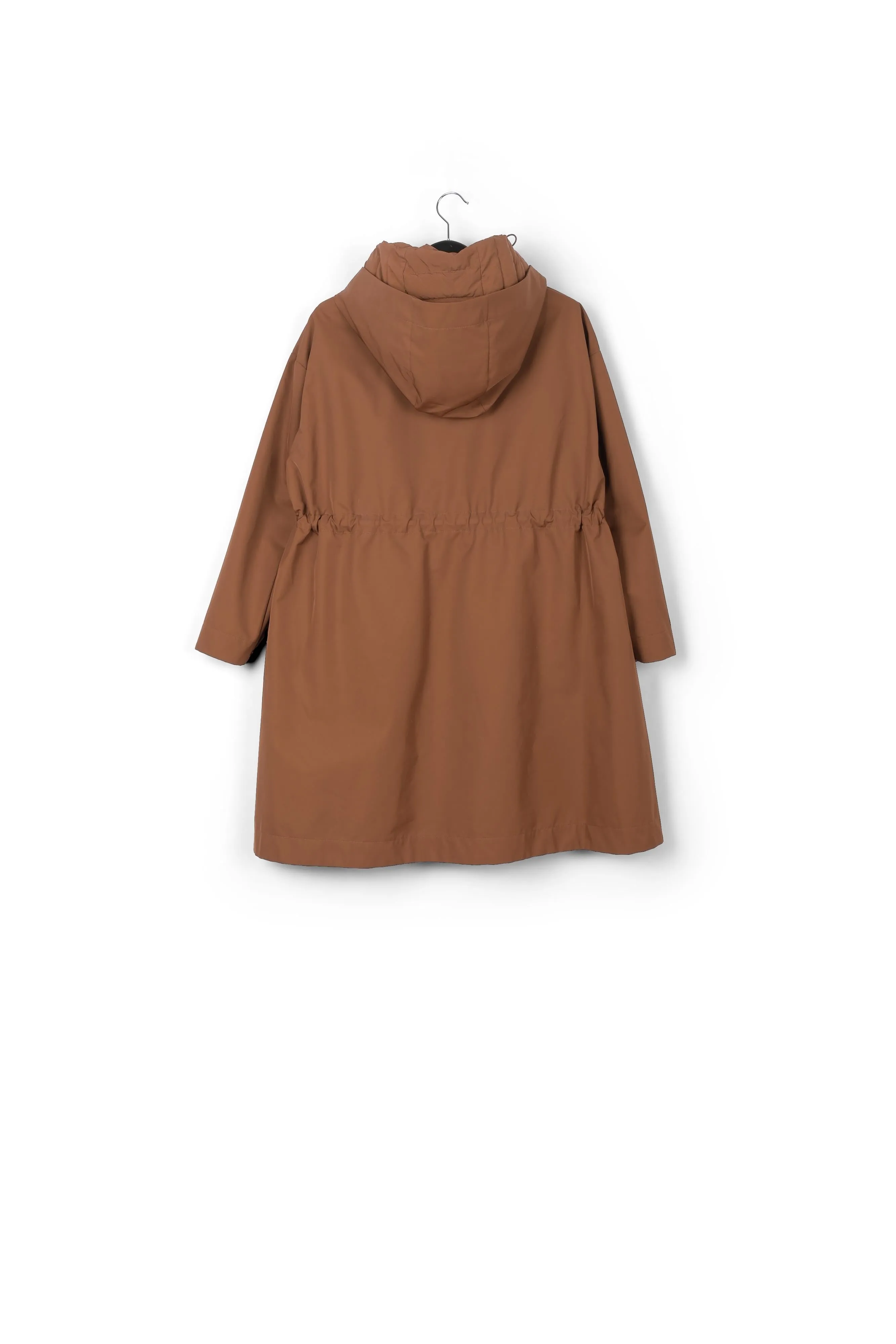 Brown oversized hooded raincoat