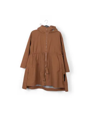 Brown oversized hooded raincoat
