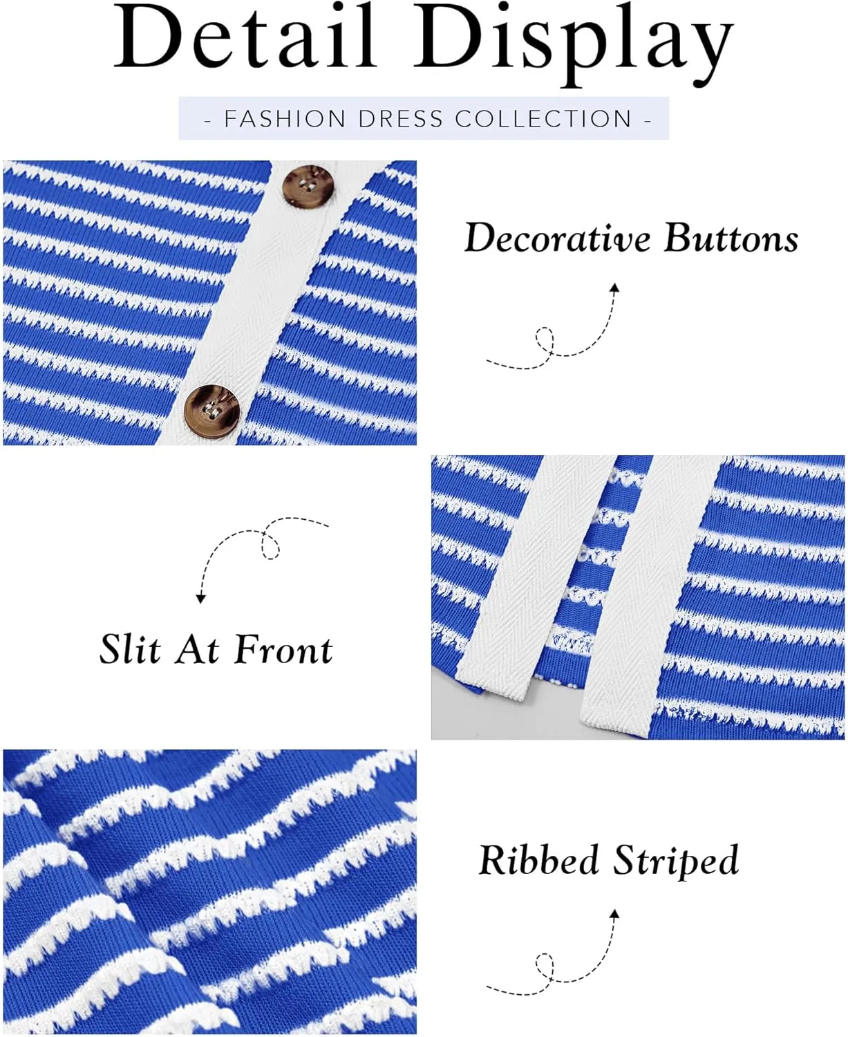 BTFBM Women Casual Long Sleeve Dress Fall Dresses 2024 Striped Midi Dresses Decorative Button Ribbed Knit Dresses