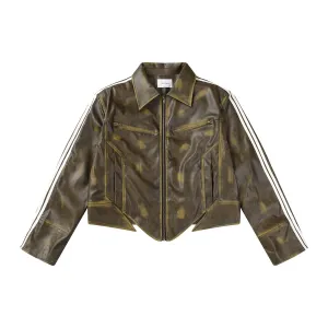 Burn Zipper Leather Jacket