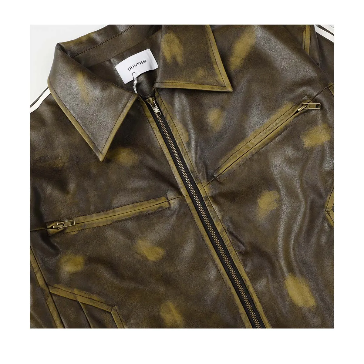 Burn Zipper Leather Jacket
