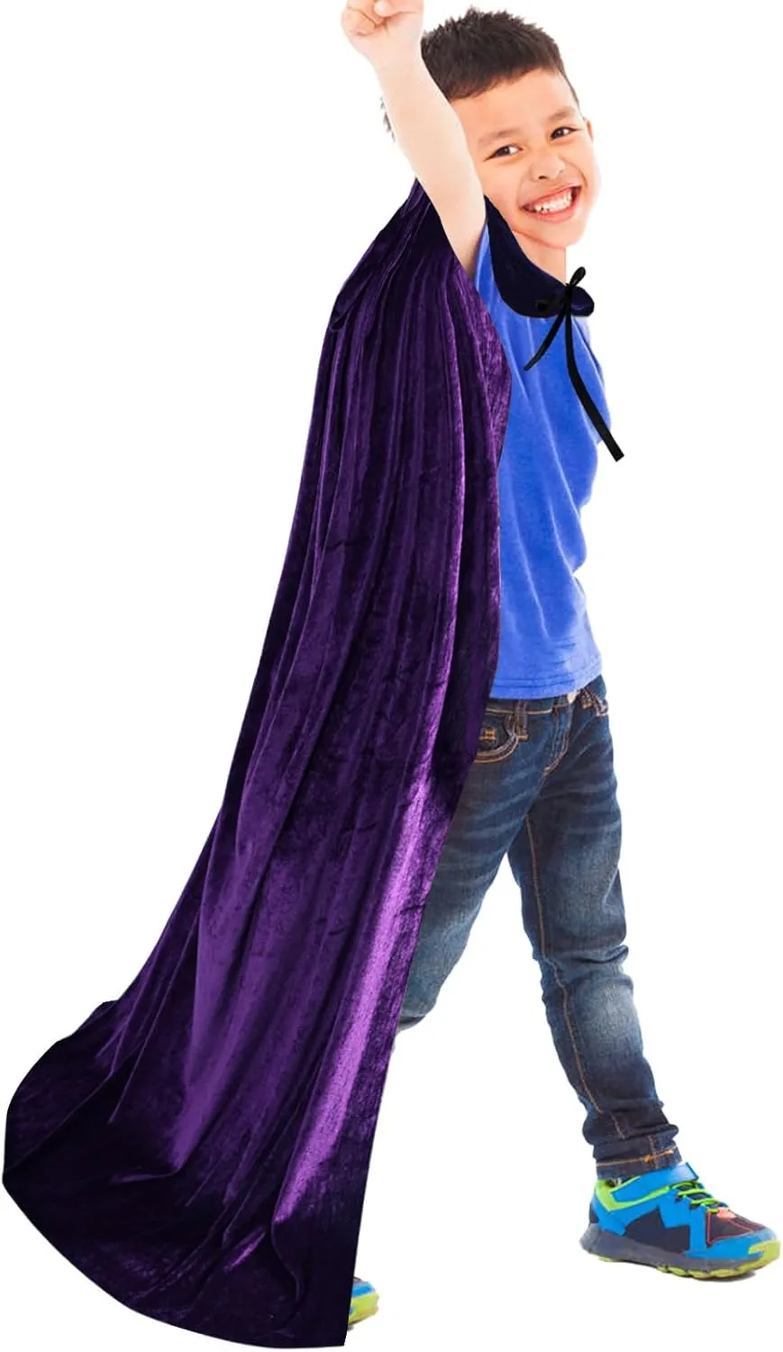 candyfouse Kids Halloween Hooded Velvet Cloak Cape, Party Cosplay Costume Ages 3-16, Magical Fun Role Play