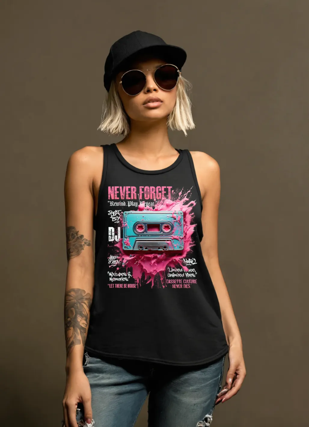 Cassette Pink Art Tank Top | Grooveman Music TM
