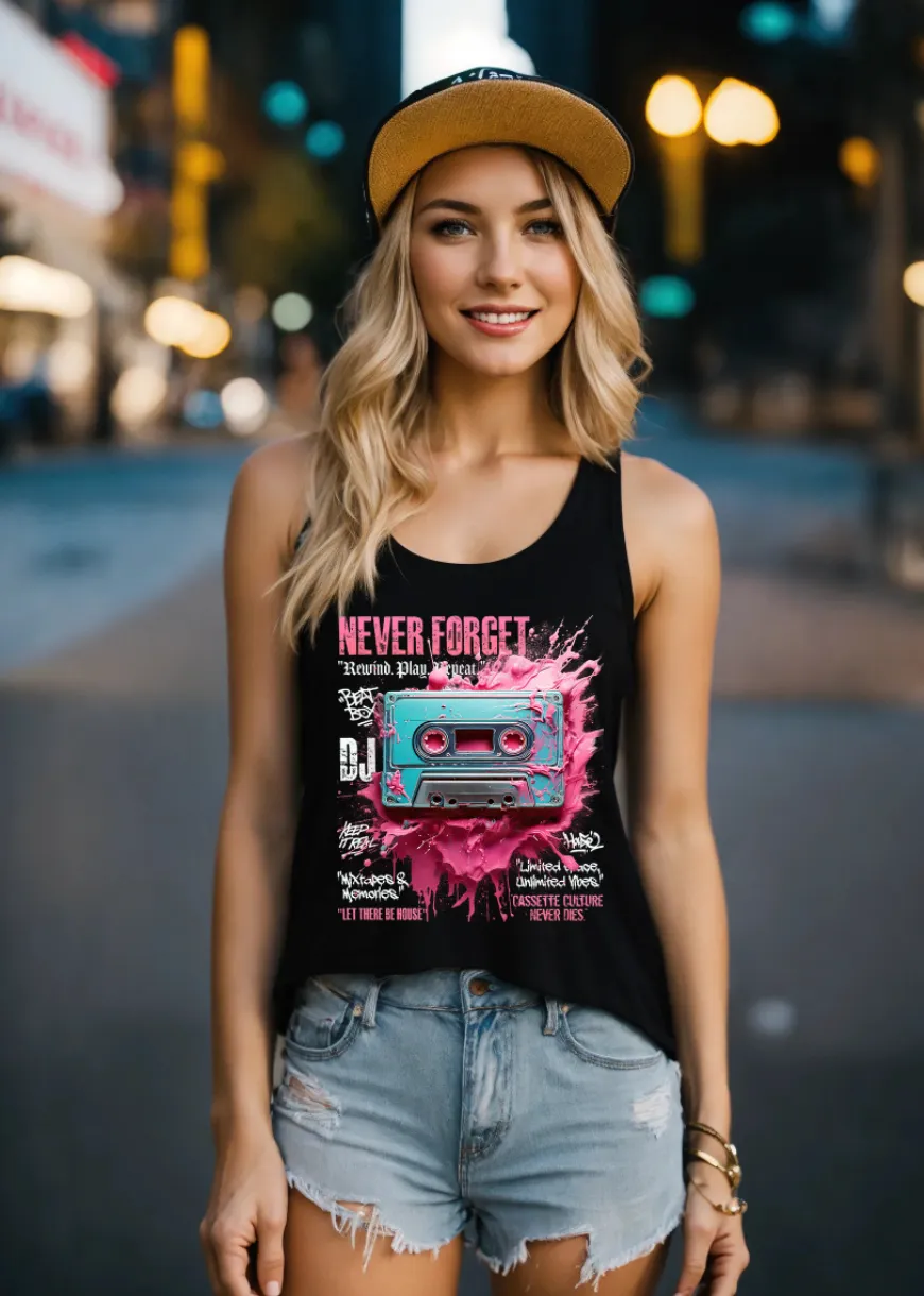 Cassette Pink Art Tank Top | Grooveman Music TM