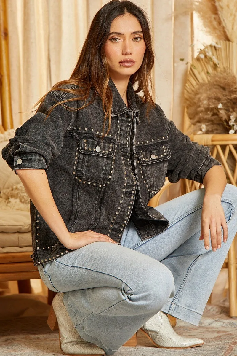 Charcoal Stud Denim Jacket