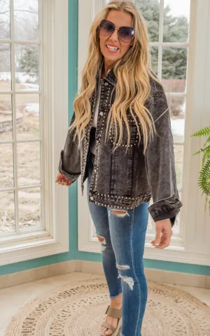 Charcoal Stud Denim Jacket