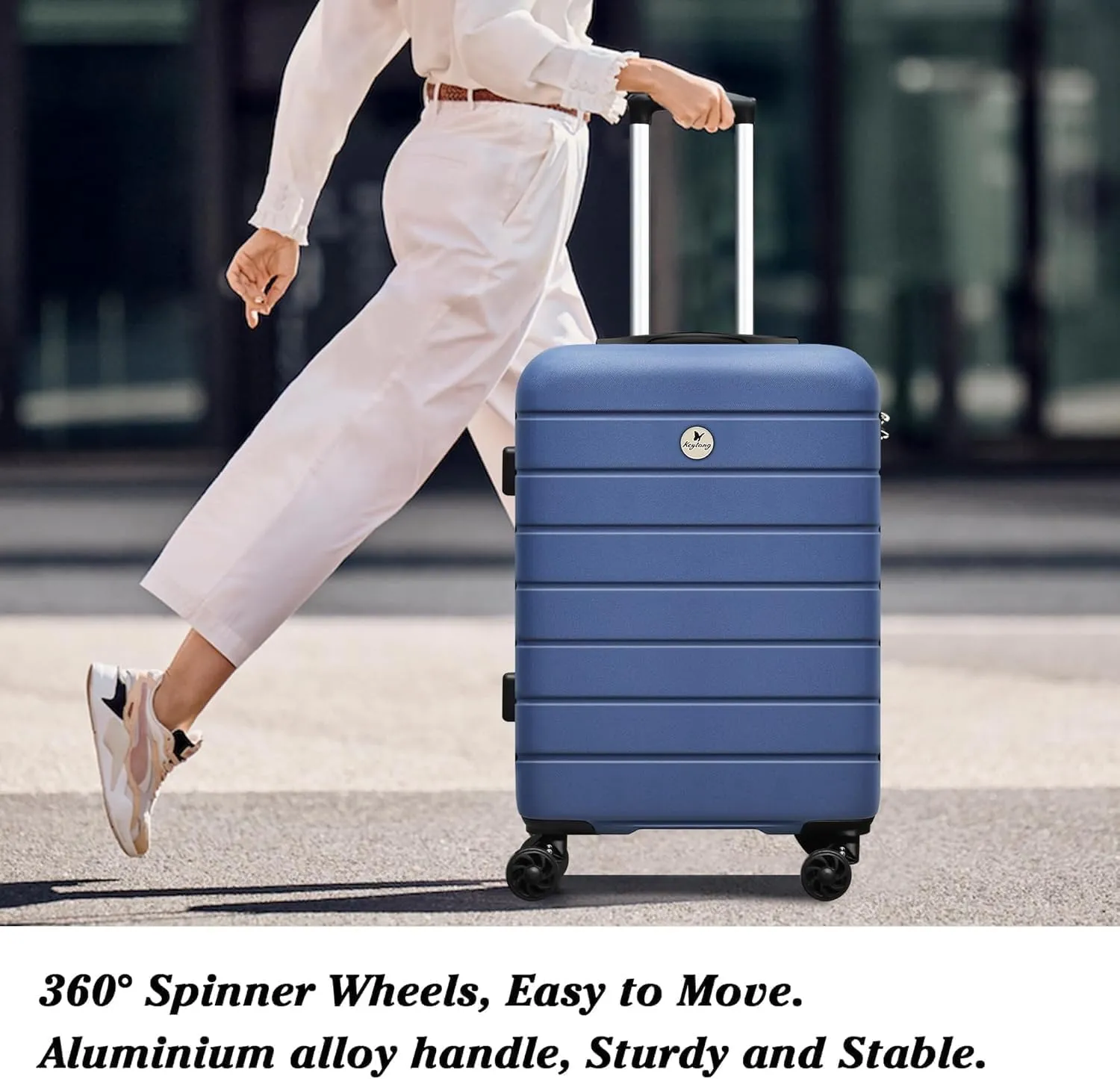 Classic 3-Piece Luggage Set with TSA Lock, PC ABS Durable Lightweight Suitcase with Spinner Wheels, Hardshell Expandable Carry-On Luggage for Business Family Travel, 20/24/28 inch, Navy Blue