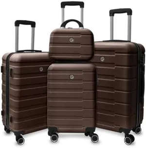 Closet suitcase4 Piece Hard Shell Luggage Set,Carry on Suitcase with Spinner Wheels,Family Luggage Set,Brown(12/20/24/28in)