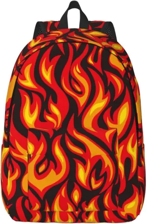 Cool Fire Fun Backpack for Girls Boys Women Lightweight Canvas Bookbag Casual Daypack for Travel Outdoor Camping, 17 Inch