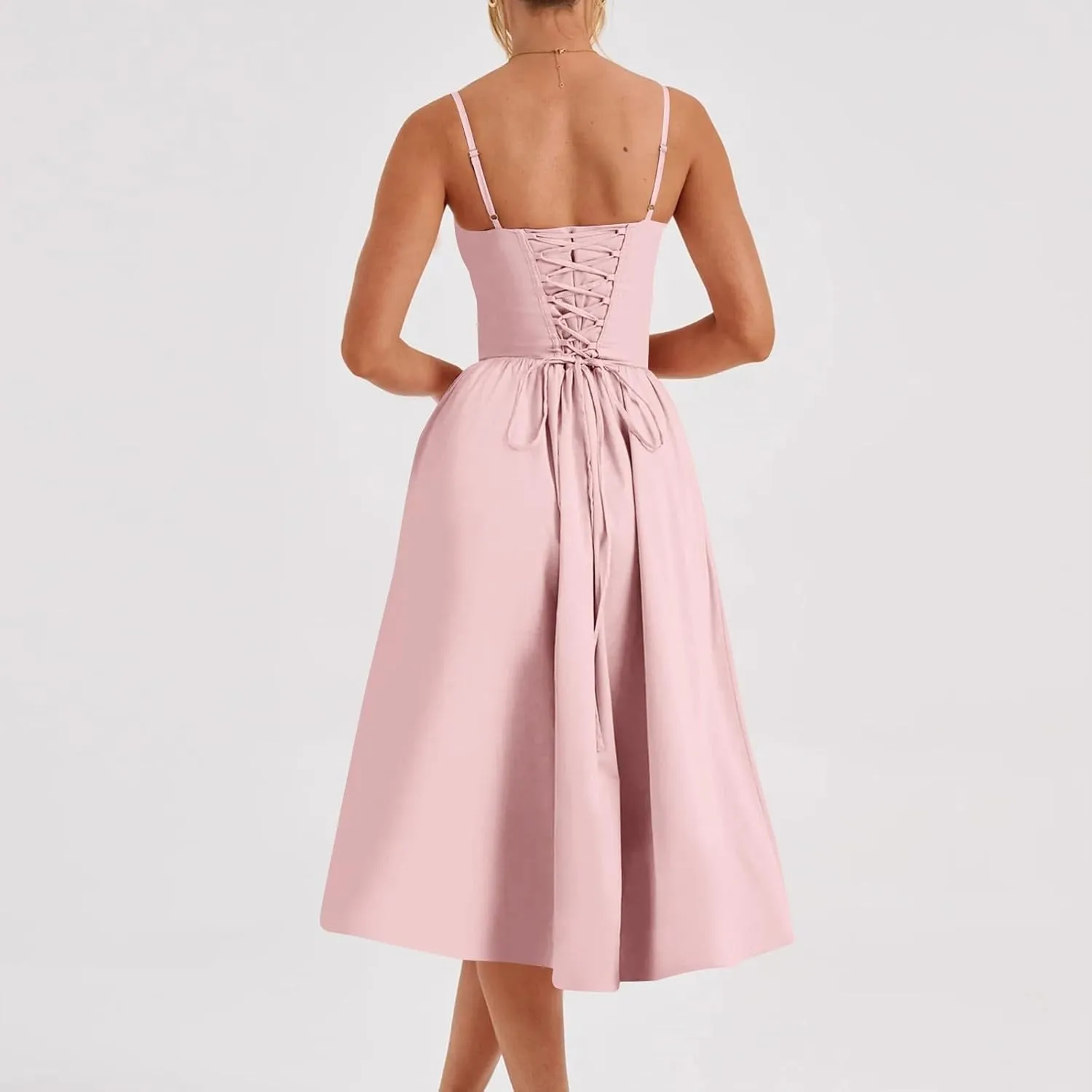 Corset Dress for Women Formal Midi Cocktail Sexy Club Spaghetti Strap Dress Slim Fit Ladies Tea Party Dresses