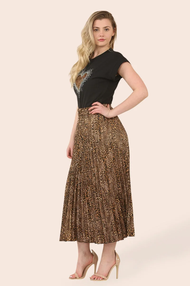 Crystal Embellished Leopard Heart T-Shirt (2P.PACK - S/M L/XL)