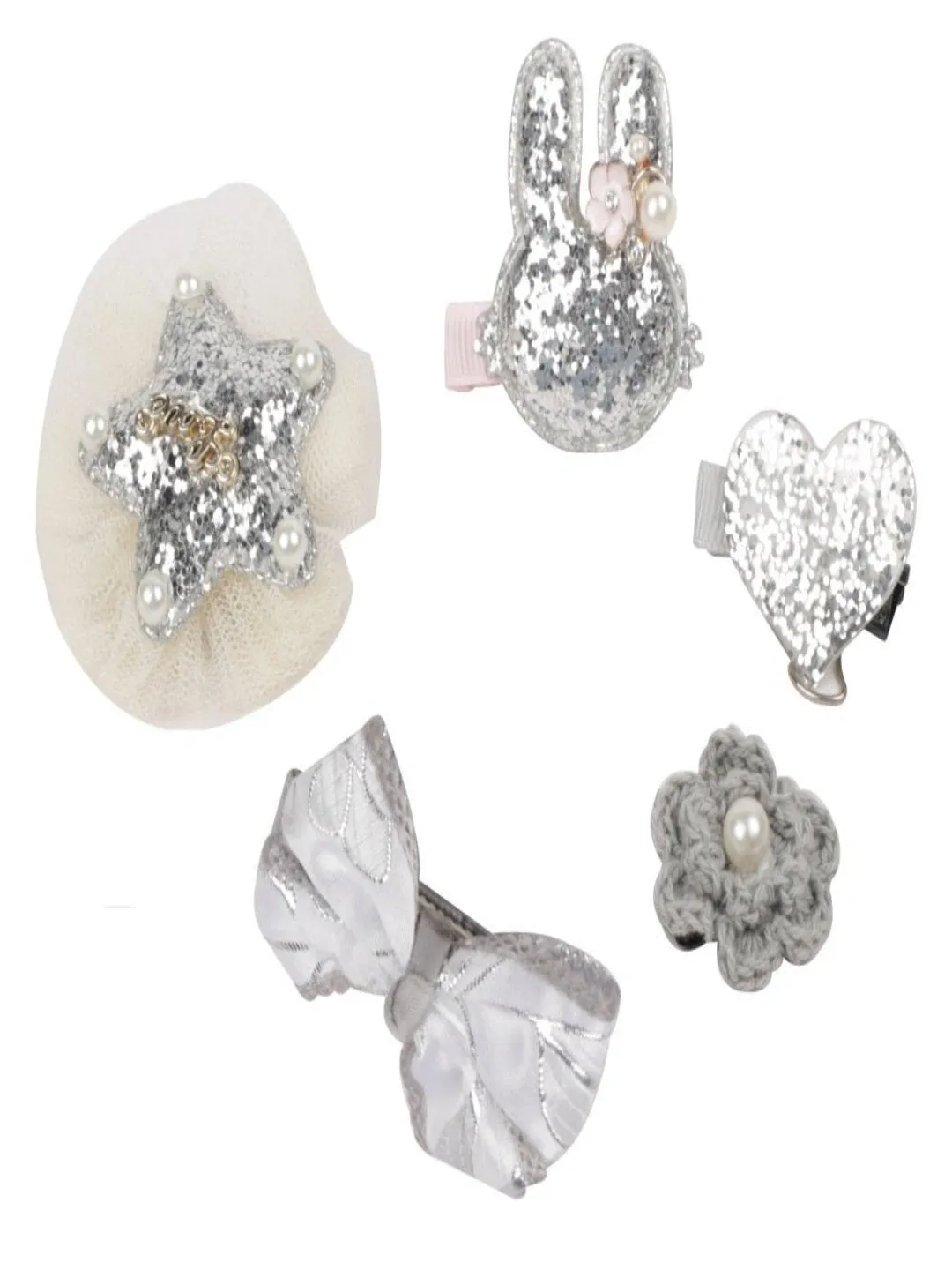 Cute Hair Clips Set for Girls - Silver, Pack of 2