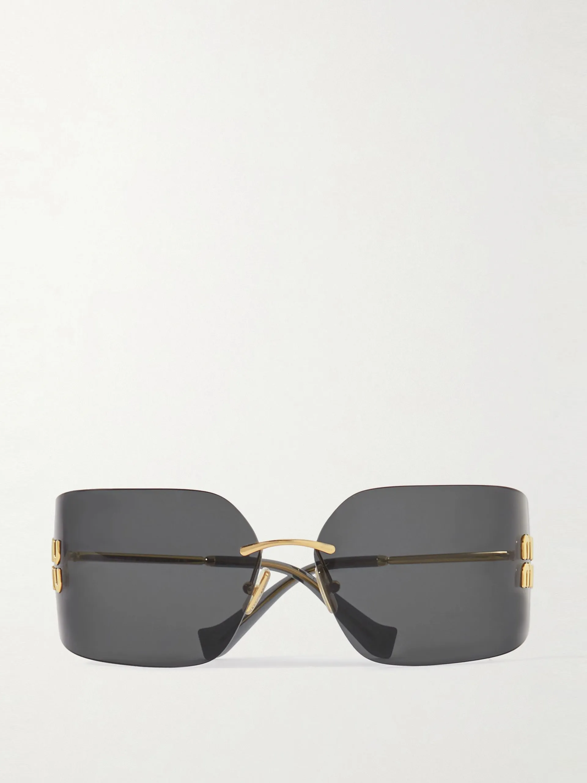 D-frame gold-tone sunglasses