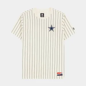 Dallas Cowboys Throwback Mens Short Sleeve Shirt (Beige/Blue)