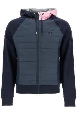 dark blue hoodie with zip, pink and gray hood H24MAISW0061 MARINE EP