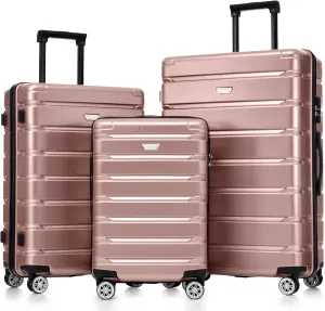 DEINPPA Hardshell Luggage Set 3 Piece, Durable ABS PC Travel Suitcase with Spinner Wheels for Men Women (20/24/28 Inch)