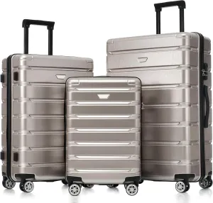 DEINPPA Hardshell Luggage Set 3 Piece, Durable ABS PC Travel Suitcase with Spinner Wheels for Men Women (20/24/28 Inch)