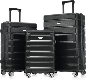 DEINPPA Hardshell Luggage Set 3 Piece, Durable ABS PC Travel Suitcase with Spinner Wheels for Men Women (20/24/28 Inch)
