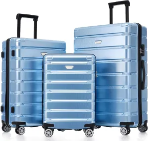 DEINPPA Hardshell Luggage Set 3 Piece, Durable ABS PC Travel Suitcase with Spinner Wheels for Men Women (20/24/28 Inch)
