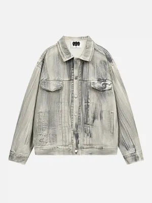 Distressed Painted Denim Jacket