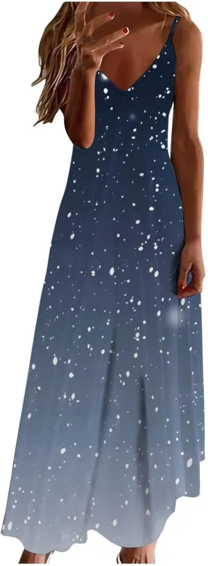 Dresses for Women 2024 Wedding Guest, Sleeveless Casual V Neck Ruffle Dresses, Lightweight Floral Boho Dress