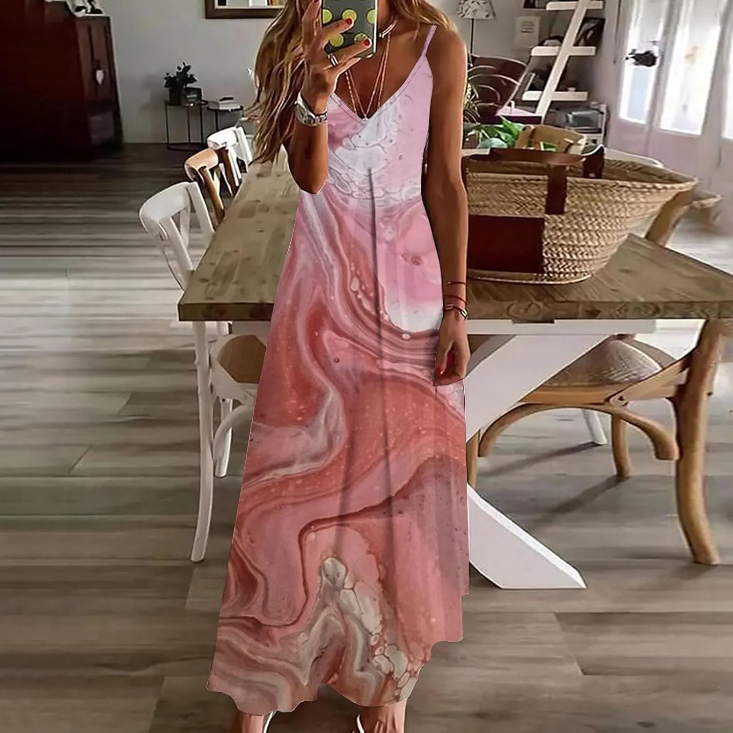 Dresses for Women 2025 Summer Vacation Casual Plus Size Maxi Dress Trendy Flowy Beach Long Spaghetti Strap Sundress