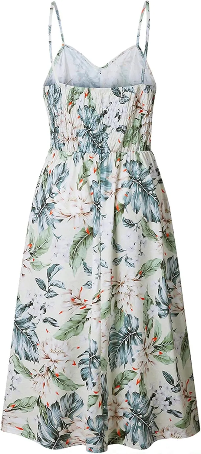 EFOFEI Women's Summer Casual Sundress Loose Sling Midi Dresses Fashion Sleeveless Dress