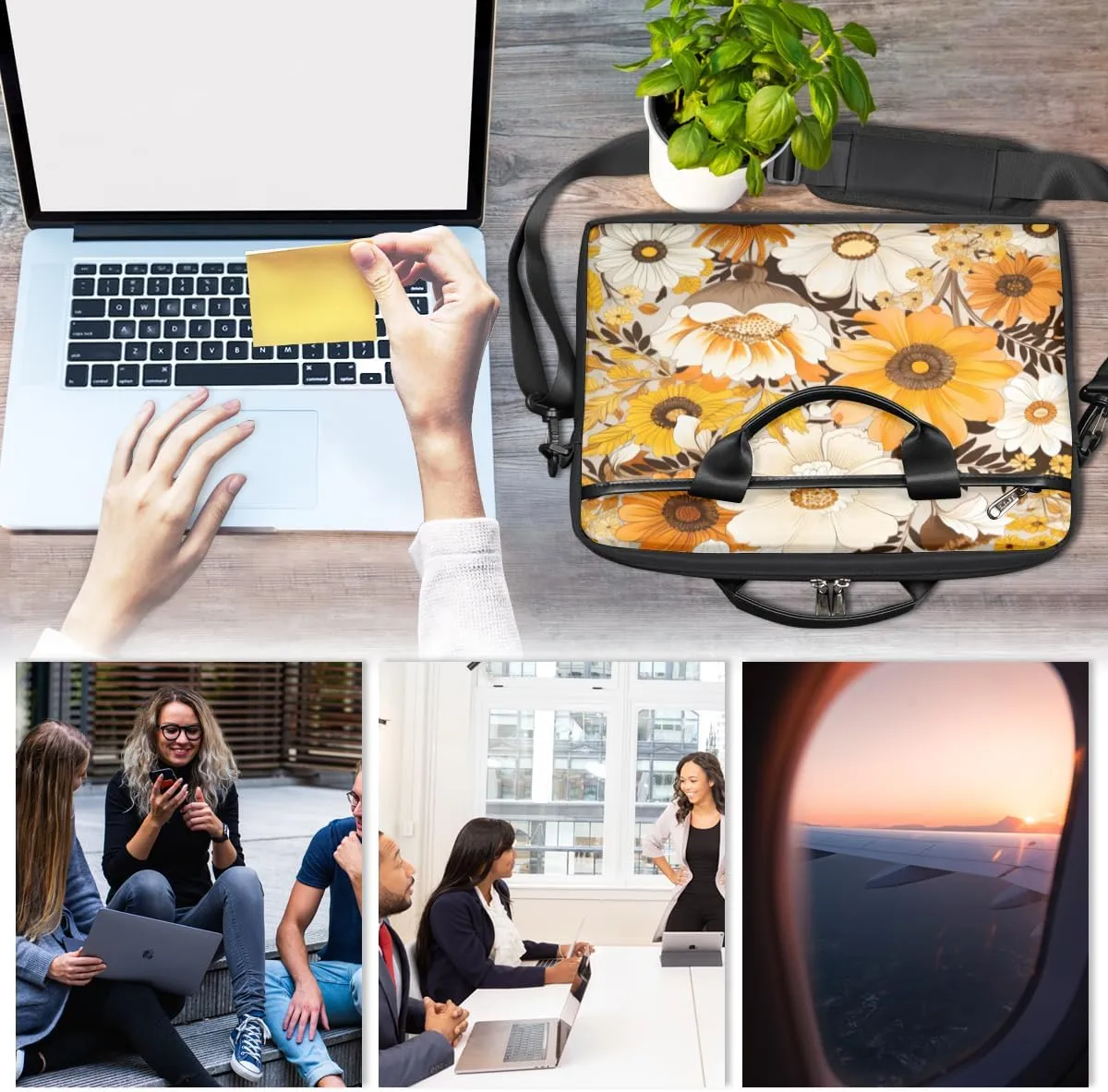 Eiffel Tower Fun Pattern Laptop Shoulder Bag for Tablet Computer Notebook Sleeve Messenger Carrying Case Briefcase Tote