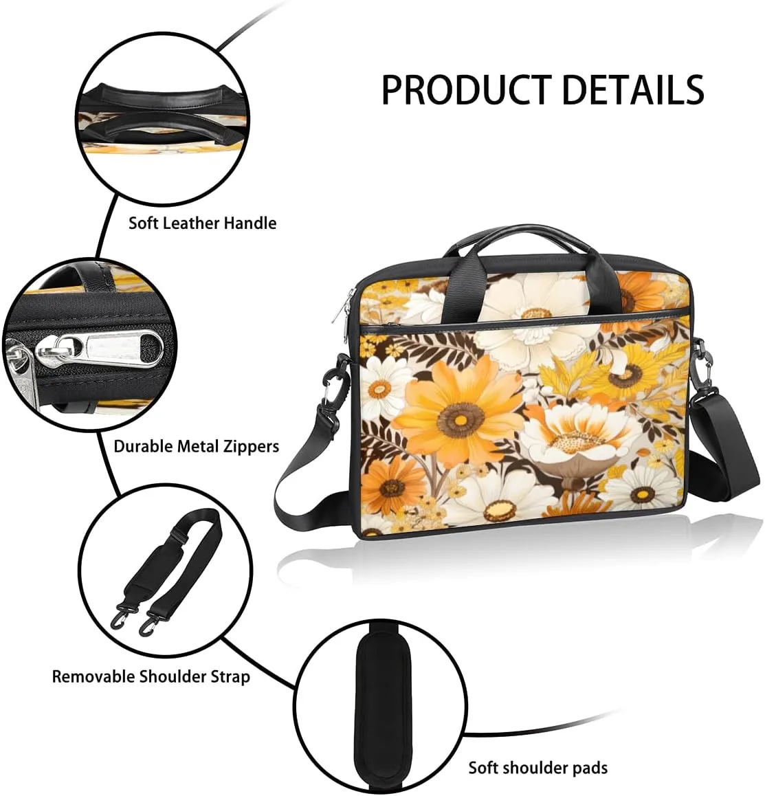 Eiffel Tower Fun Pattern Laptop Shoulder Bag for Tablet Computer Notebook Sleeve Messenger Carrying Case Briefcase Tote