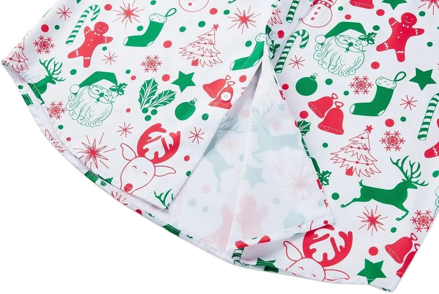 ENVMENST Christmas Button Up Shirt for Men Fun Printed Casual Short Sleeve Hawaiian Santa Shirt