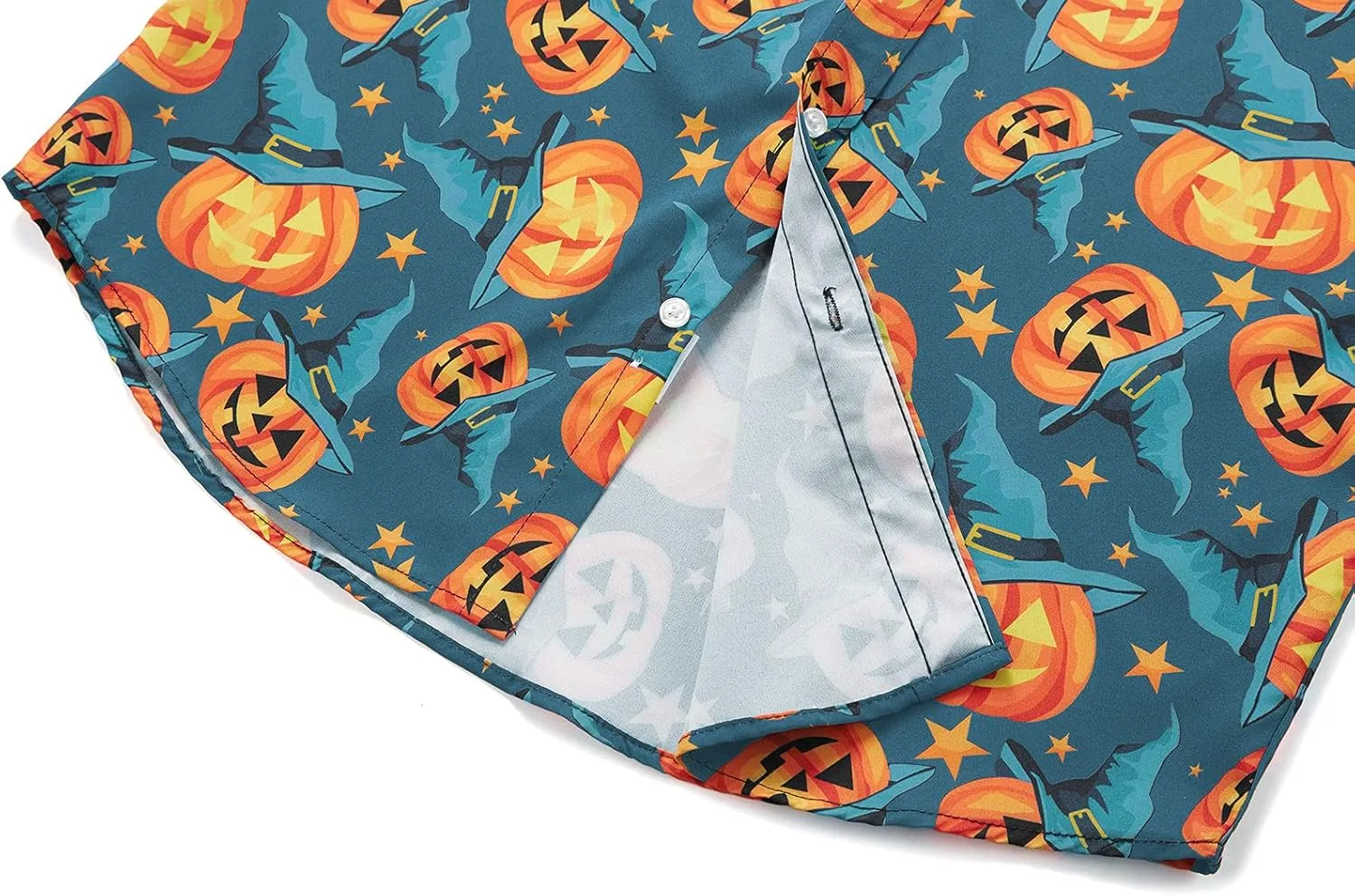 ENVMENST Halloween Button Up Shirt for Men Fun Pumpkins Printed Casual Short Sleeve Hawaiian Aloha Shirts