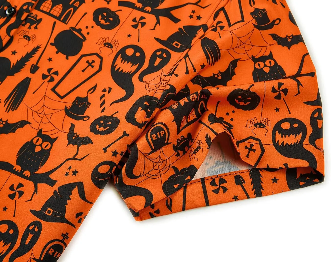 ENVMENST Halloween Button Up Shirt for Men Fun Pumpkins Printed Casual Short Sleeve Hawaiian Aloha Shirts