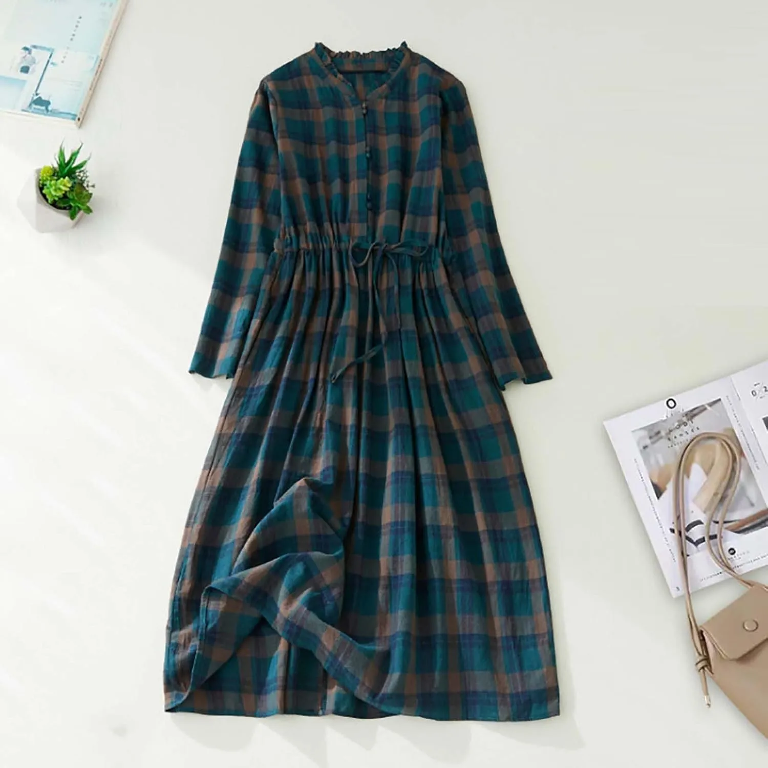 Fall Dresses for Women 2024 Casual Long Sleeve High Waist Drawstring Maxi Dress Oversized Beach Vocation Long Dresses