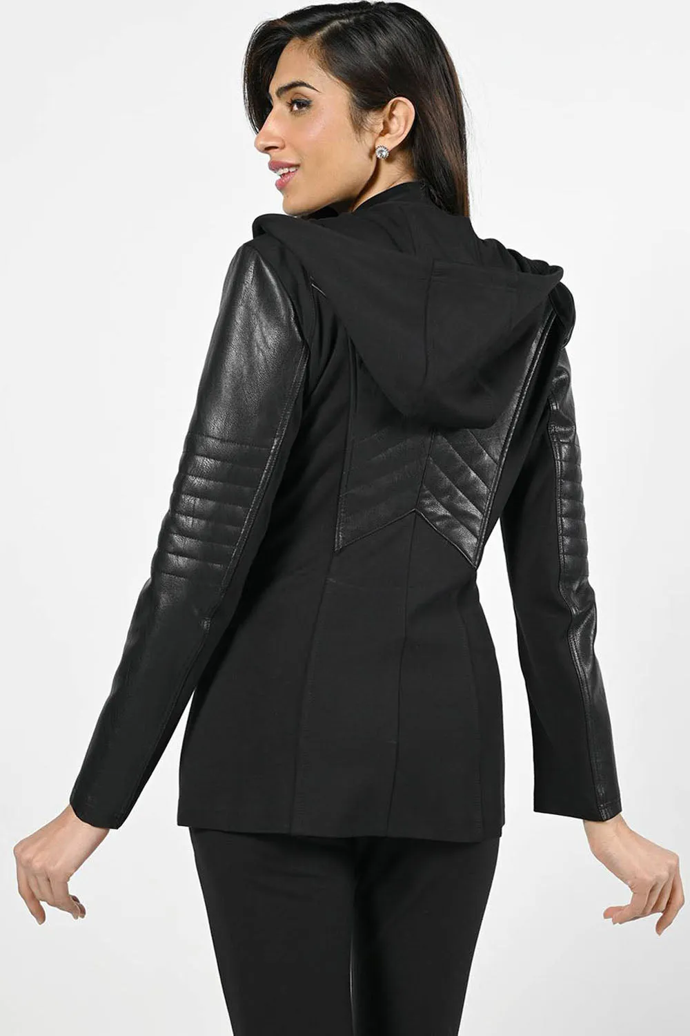 Frank Lyman Black Two-Tone Hooded Blazer Style 224537U